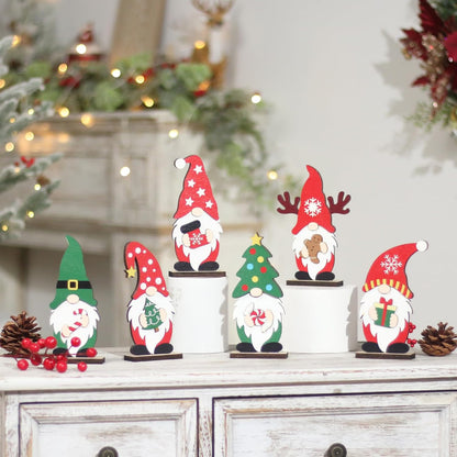 Christmas Decorations, 6PCS Rustic Wooden Gnome Christmas Tabletop Decorations, for Home Farmhouse Indoor Holiday Party Xmas Decor.