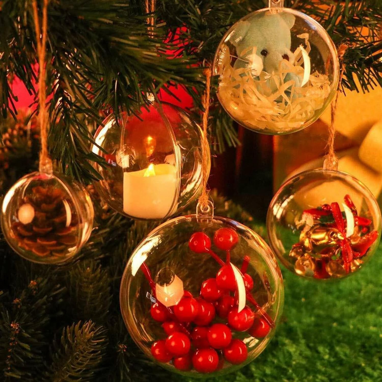 20 Pack Clear Plastic Fillable Ornament Ball 3.15''/80Mm for Christmas,Holiday, Wedding,Party,Home Decor