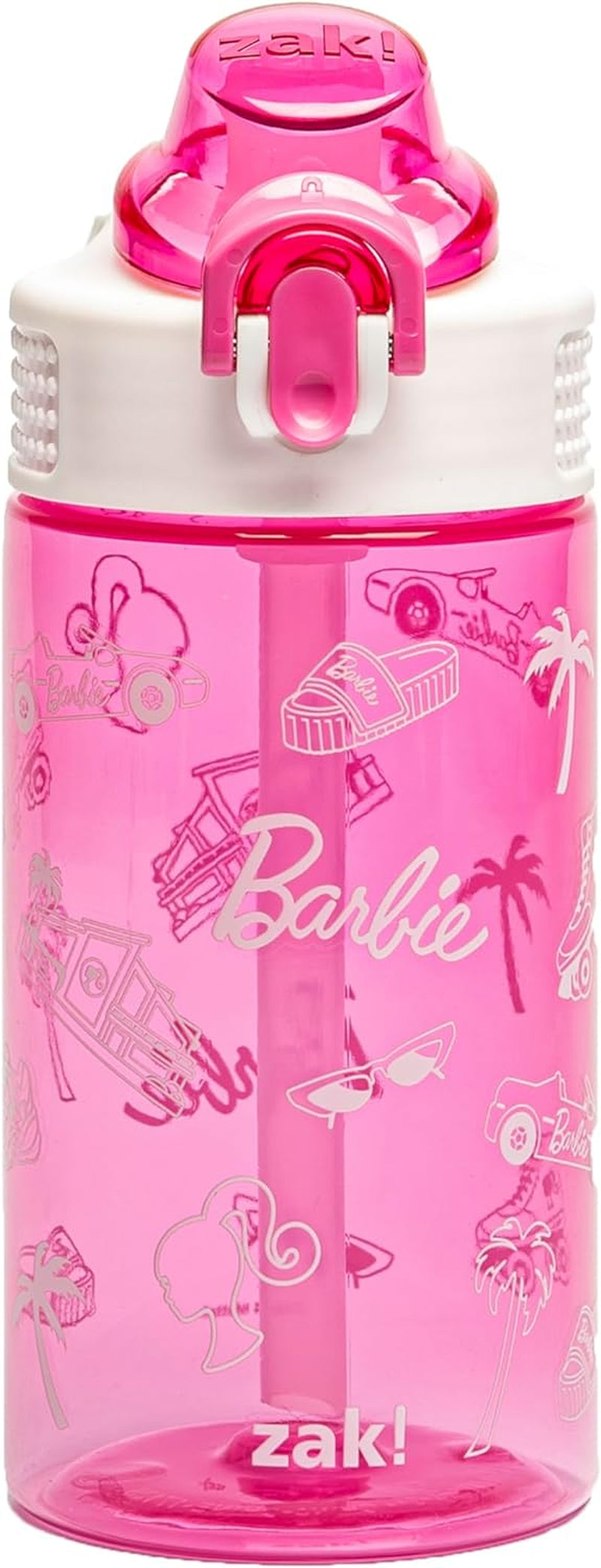 Sage Barbie Water Bottle for School or Travel, 16Oz Durable Plastic Water Bottle with Straw, Handle, and Leak-Proof, Pop-Up Spout Cover (Barbie)