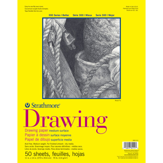 300 Series Drawing Pad, Glue Binding, 50 Sheet, 11x14 inch, 1 Count