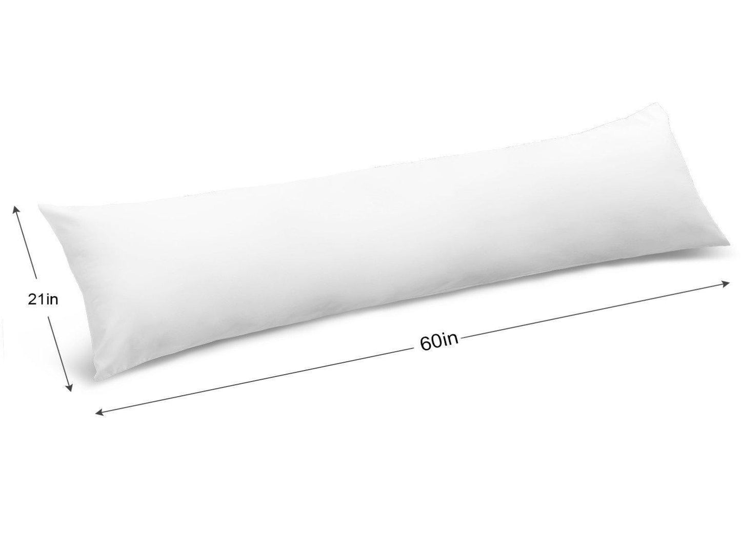 Body Pillow Case Cover Set of 2 White Breathable T250 Soft Quality Cotton Body