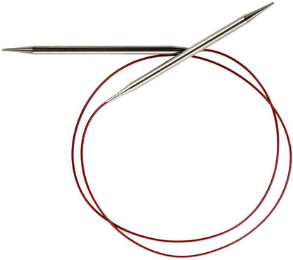 FBA_CG-7040-1 Red Lace Circular 40-Inch (102Cm) Stainless Steel Knitting Needle; Size US 1 (2.25Mm) 7040-1, Silver