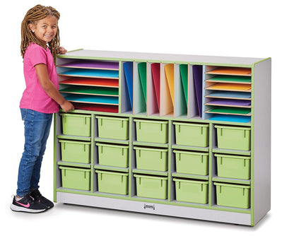 Rainbow Accents 0416JCWW130 Sectional Cubbie-Tray Mobile Unit - with Trays - Key Lime Green