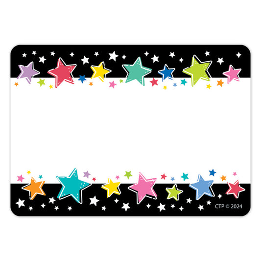 Star Bright Colorful Stars on Black Labels, Pack of 36