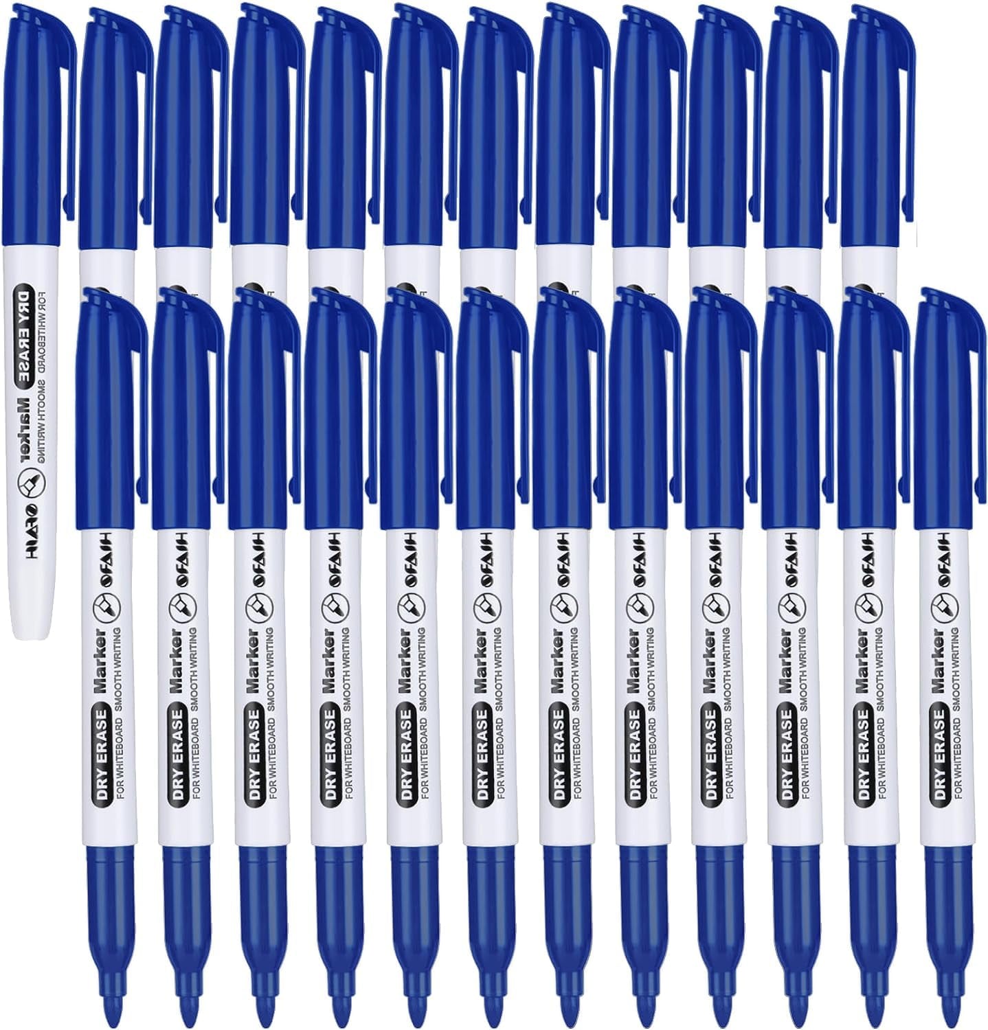 Fine Tip Dry Erase Markers - 24 Pack Blue Whiteboard Erasable Markers Bulk for Kids Adults, Ideal for Classroom School Office Home Use on White Board, Non-Toxic Easy Clean