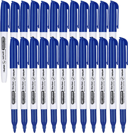 Fine Tip Dry Erase Markers - 24 Pack Blue Whiteboard Erasable Markers Bulk for Kids Adults, Ideal for Classroom School Office Home Use on White Board, Non-Toxic Easy Clean