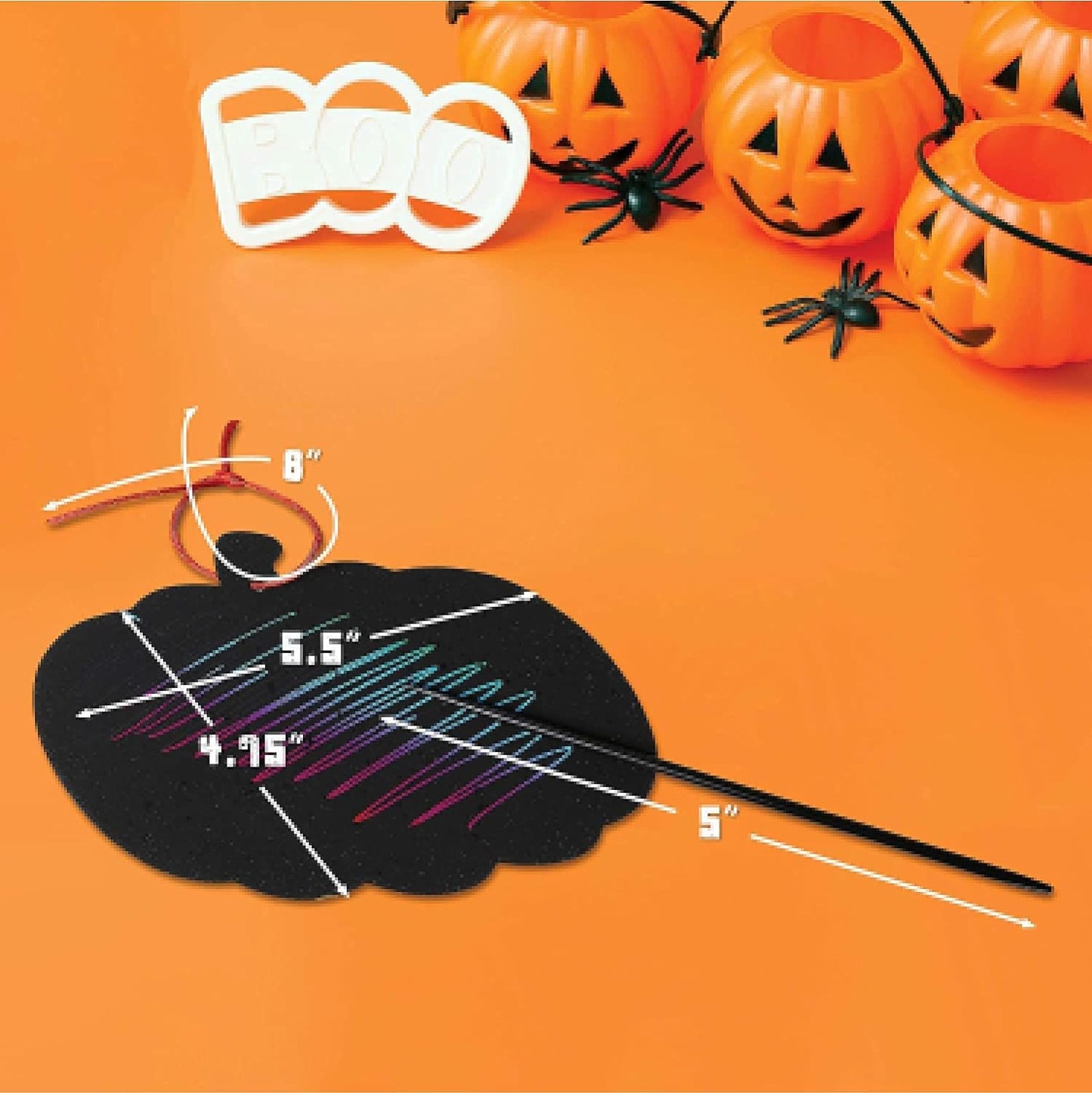 Halloween Magic Scratch Crafts for Kids and Adults - DIY Halloween Decorations - Haunted House Arts and Crafts Ornaments - Includes 24 Haunted House Ornaments, 24 Scratch Sticks, 24 Satin Cord Ribbons