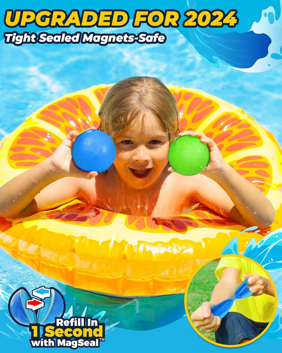 SOPPYCID Reusable Magnetic Water Balloons, 12 Pack Refillable Water Bombs Self Sealing Quick Fill, Latex-Free Silicone Outdoor Toys for Kids Adults Summer Fun Pool Beach Water Toys Birthday Gifts