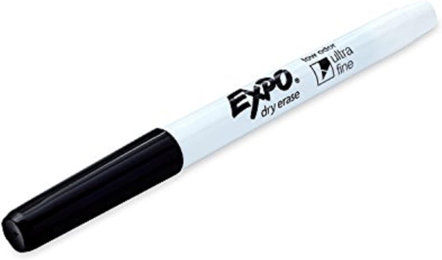 Low-Odor Dry Erase Markers, Ultra-Fine Tip, Black, 4 Count