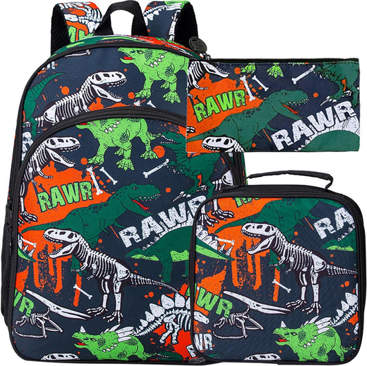 Dinosaur Backpack for Boys, 16” Kids Preschool Bookbag and Lunch Box for Kindergarten Elementary