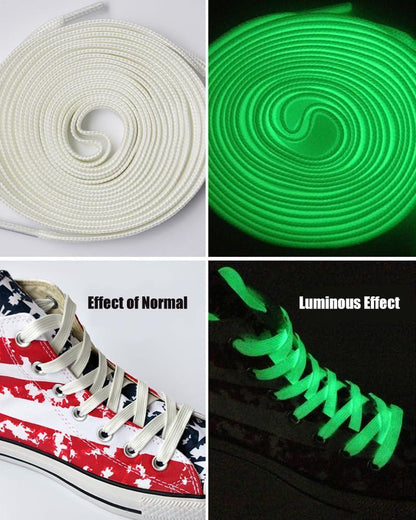 WFJ Glow In The Dark Shoe Laces 47  (120cm) Luminous All Sports Thick Flat