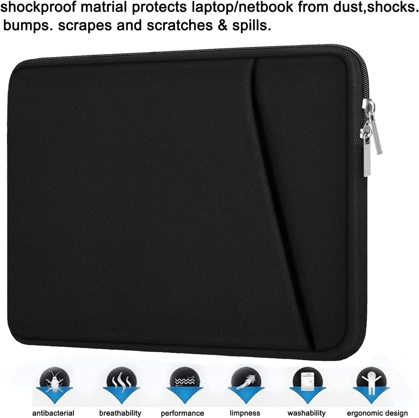 Laptop Sleeve, 13 Inch Laptop Case, Upgrade 14 Inch Laptop Cover for Apple Macbook Pro 2022, Durable Notebook Cover Shockproof Protective Bag Compatible with Macbook Air/Pro Retina 13.3 Inch, Black