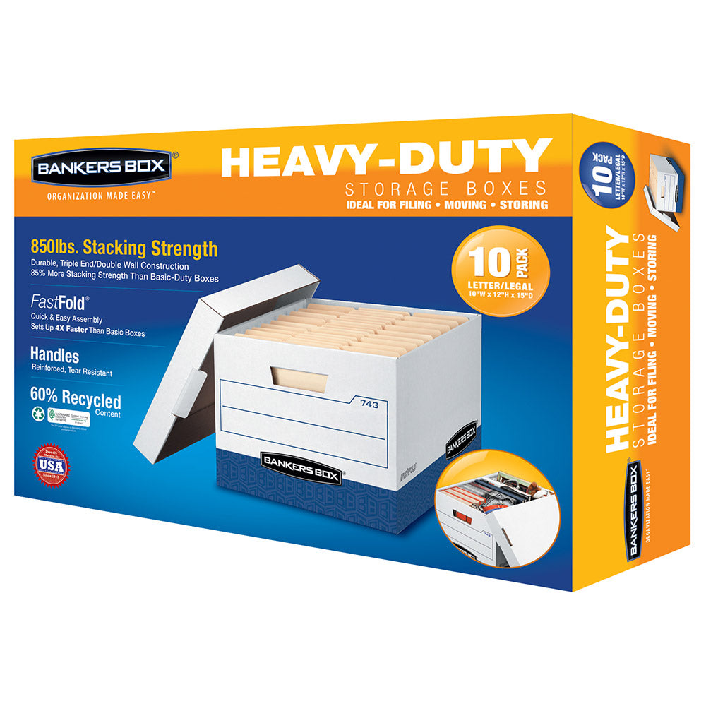 Bankers Box Heavy Duty File Boxes Letter/Legal, 10-Pack