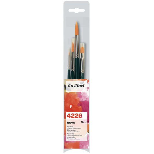 NOVA Model Painting Brushes, Synthetic, All Paint Types, Assorted, 4 Brush Set