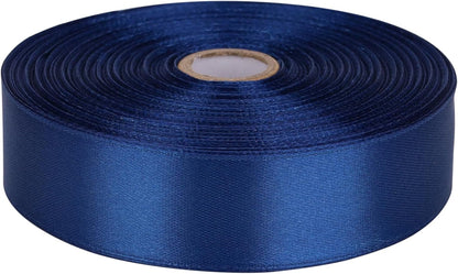 1 Inch Deep Blue Satin Ribbon 50 Yards Solid Fabric Ribbons Roll for Wedding Invitations, Bridal Bouquets, Sewing, Party Decorations, Gift Wrapping and More