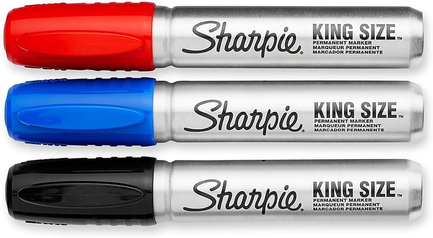 King Size Permanent Marker, Large Chisel Tip, Great for Poster Boards, Assorted, 4 Count