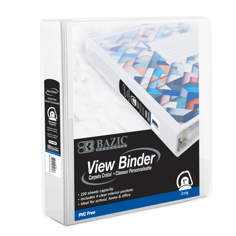 PVC-Free Slant-D Ring View Binder with 4-Pockets, 1", White
