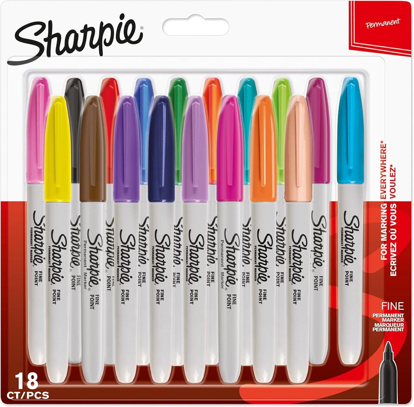 Permanent Markers | Fine Point | Assorted Fun Colours | 18 Count