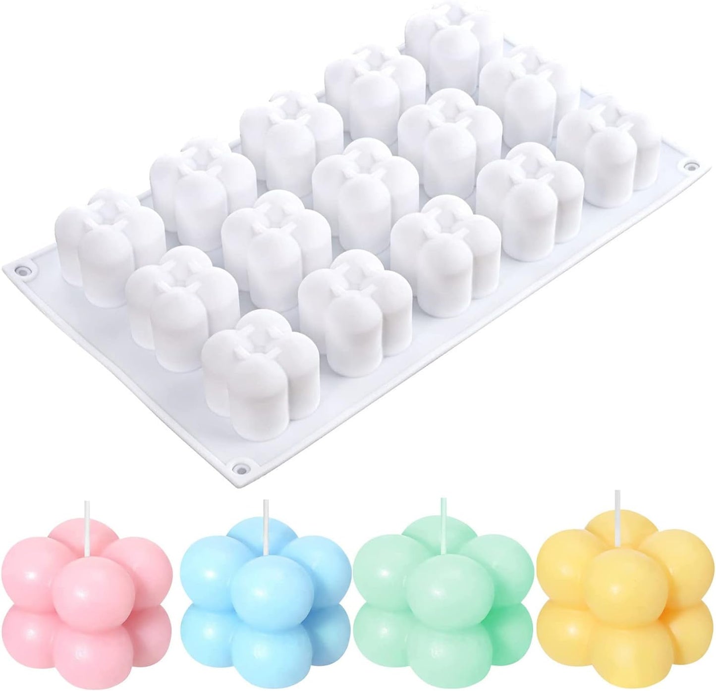 Cube Candle Molds, 6 Cavity 3D Bubble Silicone Molds for Candles Making, Cake Mold for Baking Chocolate Dessert Mousse Cake Ice Cream and Making Soap Wax