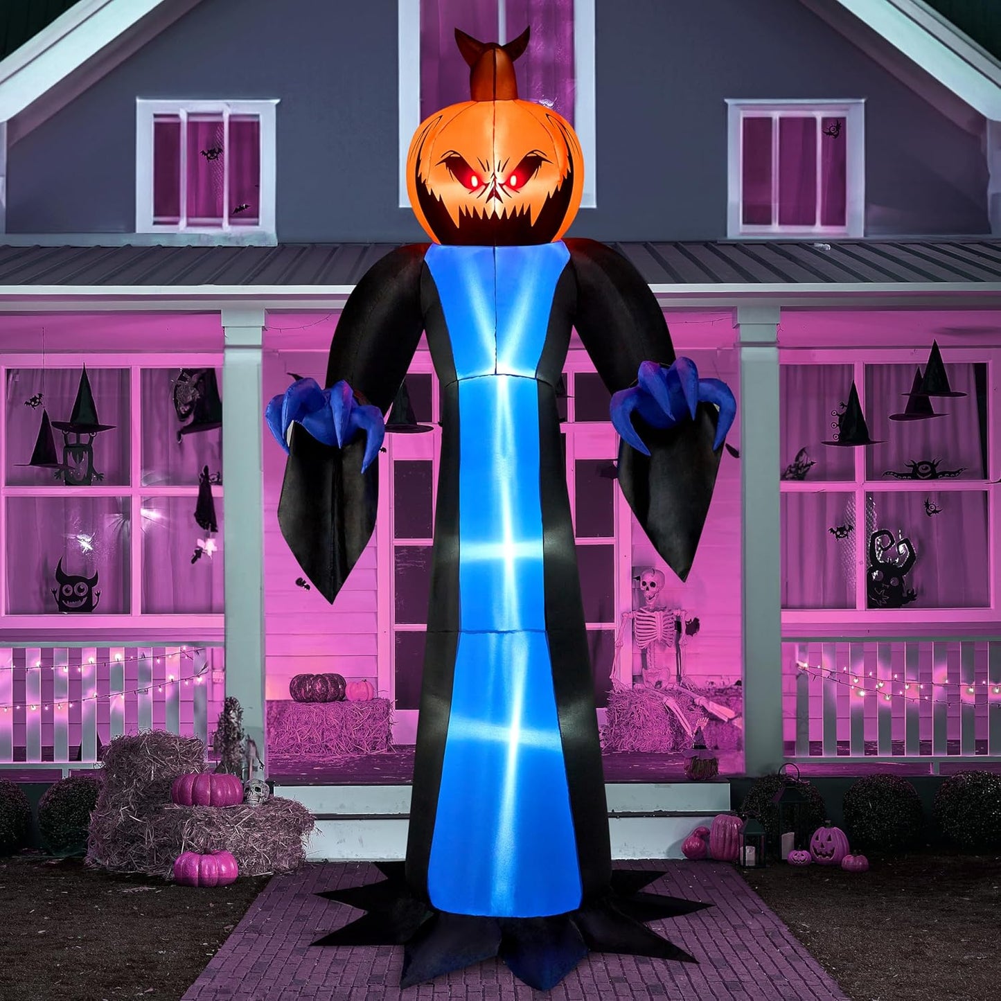 12 FT Tall Halloween Inflatables Ghost Outdoor Decorations, Inflatable Halloween Yard Decorations, Blow up Ghost Halloween Decor with Build-In Leds for Scary Halloween Decorations