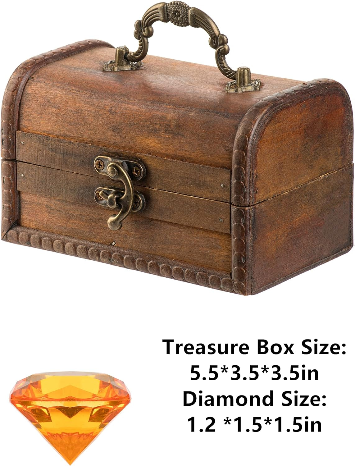 Diving Gem Pool Toy 15 Big Colorful Diamond Set with Big Treasure Chest Pirate Box Underwater Gem Diving Dive Throw Toy Set Swimming Training Gift Toy