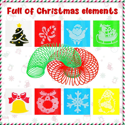 48 Pcs Christmas Mini Spring Toys, Xmas Coil Springs Stocking Stuffers Fidget Toys for Kids Christmas Party Favors Goodie Bag Fillers