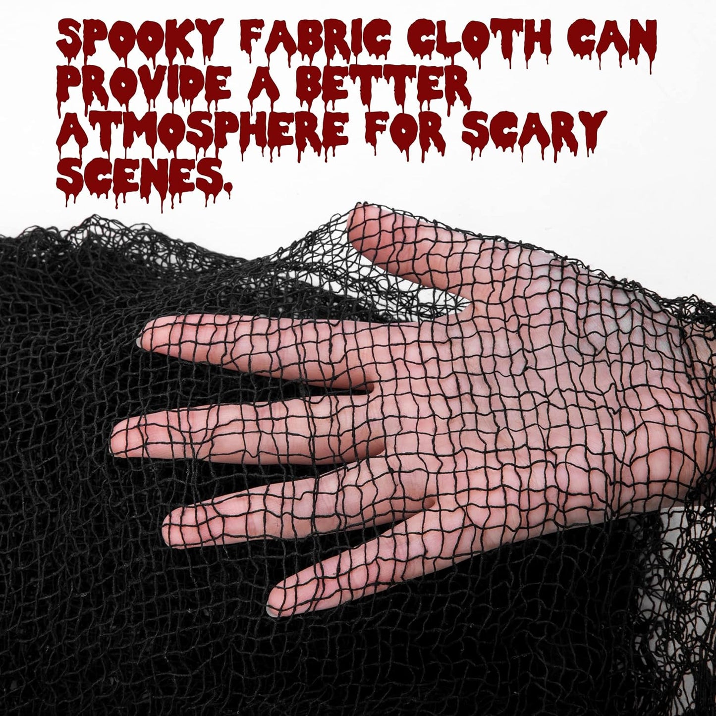 400 X 78.7 Inch Halloween Creepy Cloth - Black Large Size Halloween Scary Spooky Cloth - Windows Doorways Cover Gauze for Halloween Party Haunted House Decorations