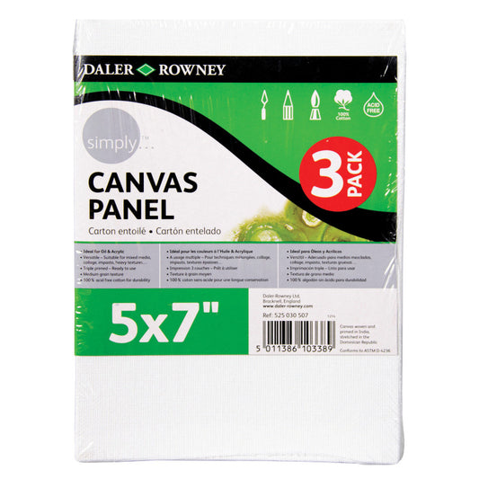 Simply White Canvas Panels Set, 5" x 7", 3-Pack