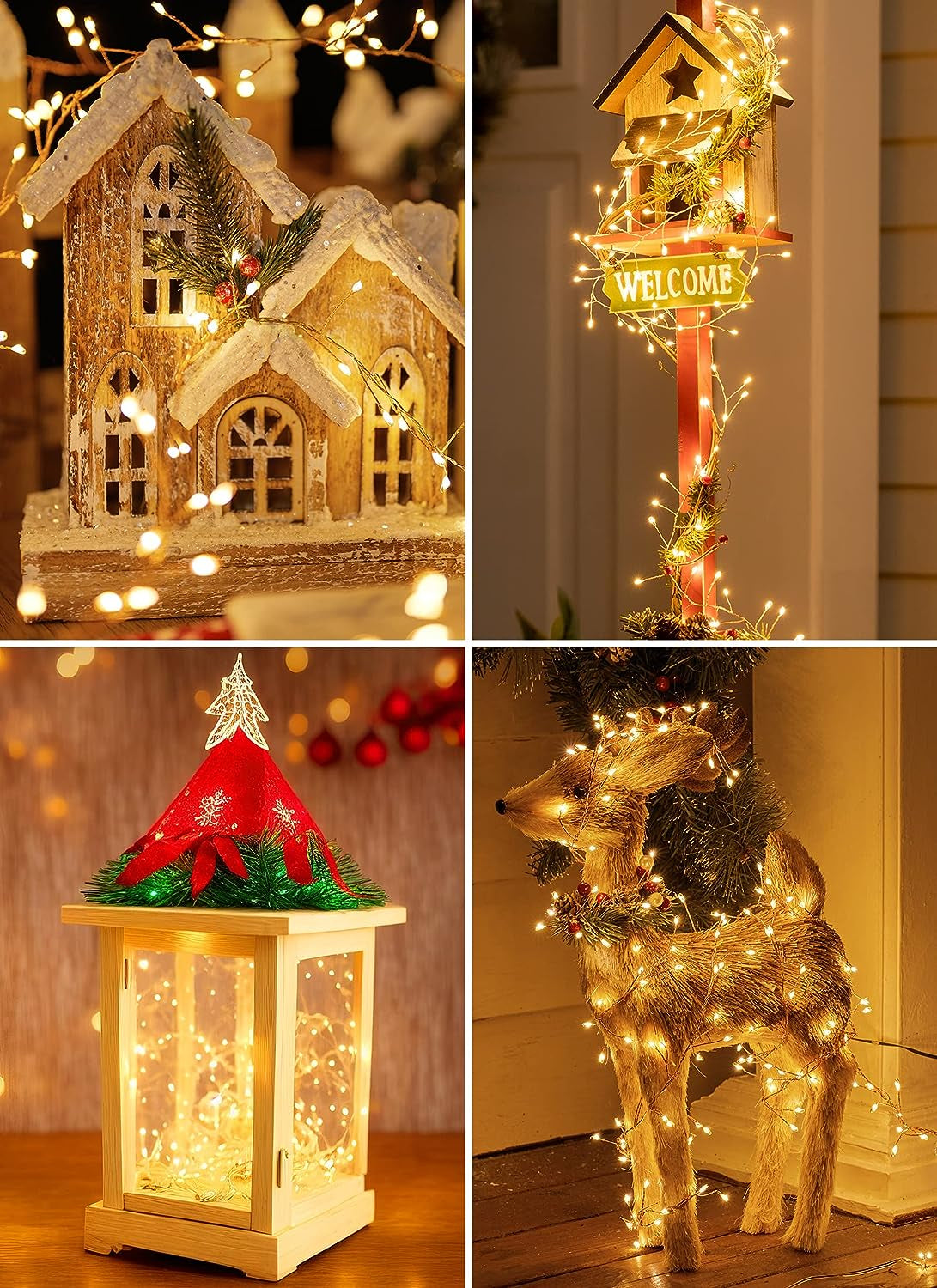 Firecracker Lights with Remote, 10 Feet 200LED Cluster String Fairy Lights Plug In, Waterproof Copper Wire Firefly Lights for Mantle Bedroom Window Weddings Christmas Tree Decoration, Warm White