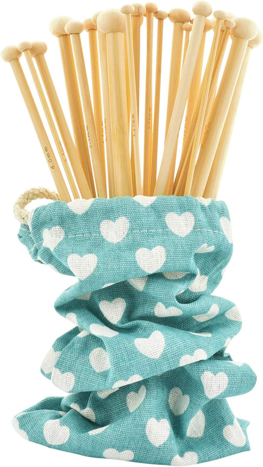 18 Pairs Smooth Bamboo Knitting Needles with Pouch (9 3/4 Inches Length, Sizes US 0 to US 15)