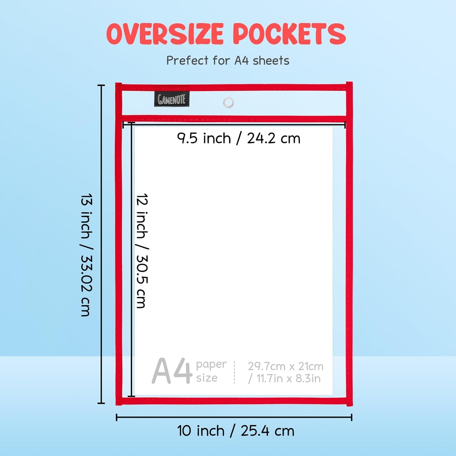 Dry Erase Pockets 30 Pack with Rings - Oversized Reusable Plastic Sleeves Shop Ticket Holders Sheet Protectors Teacher Supplies Organization for Classroom Must Have (Black)