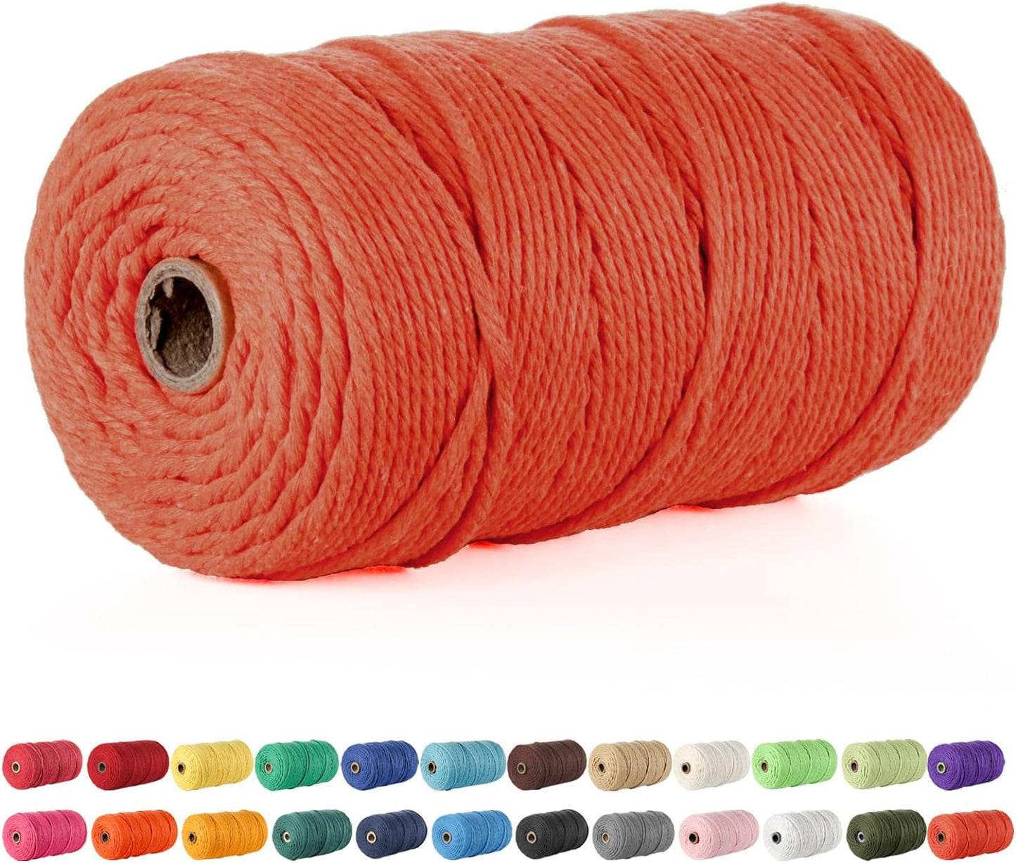 Macrame Cord,  3Mm X 220 Yards (About 200M) Cotton Rope,100% Natural Cotton Macrame Rope for Wall Hanging, Plant Hangers, DIY Crafts Knitting, Christmas Wedding Decorative Projects (Rose Red)