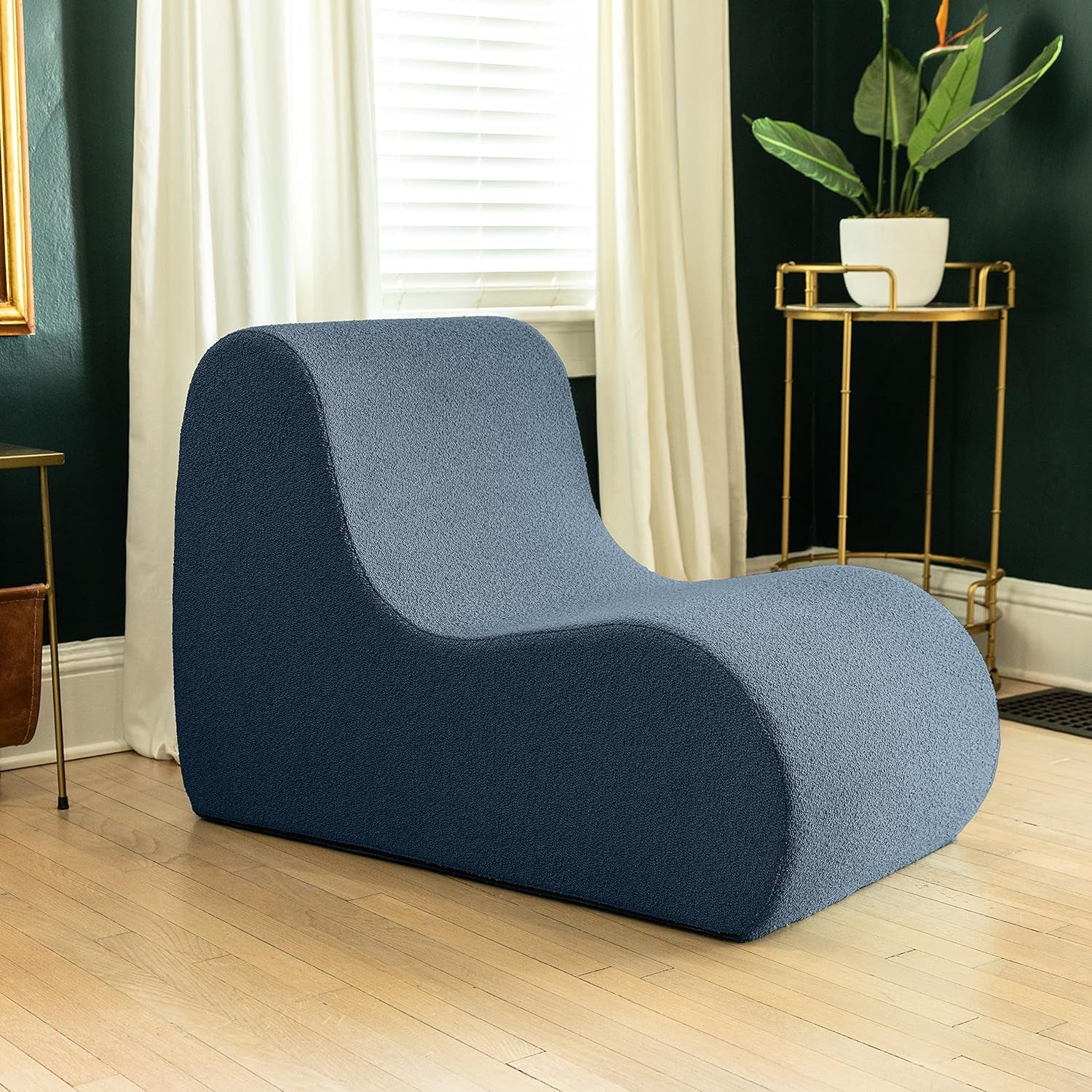 Uptown Modern Armless Accent Chair, Boucle Navy