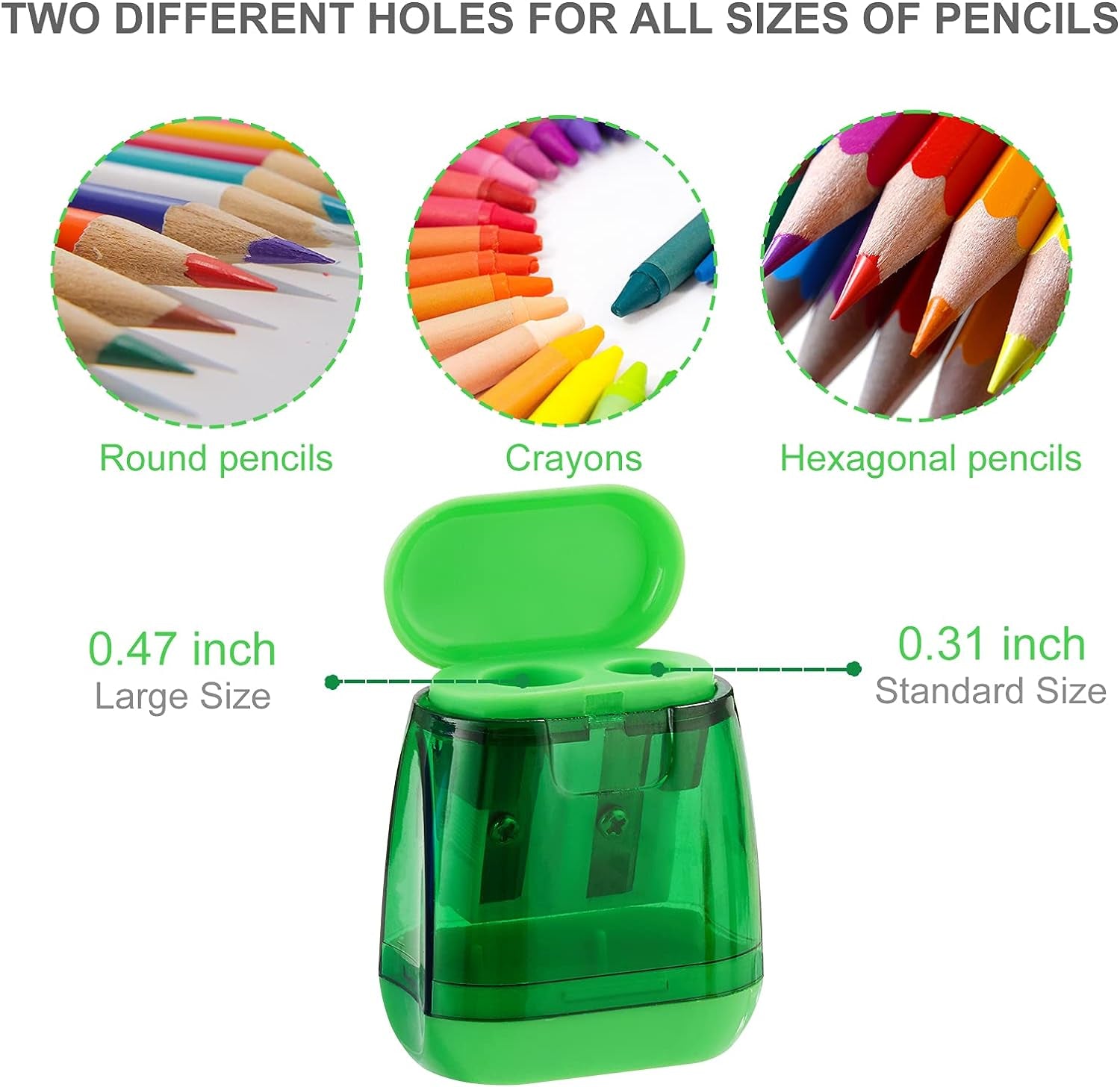 Pencil Sharpeners, 4 Pcs Pencil Sharpeners Manual,Dual Holes Compact Colored Handheld Pencil Sharpener for Kids with Lid Adults Students School Class Home Office (Covered)