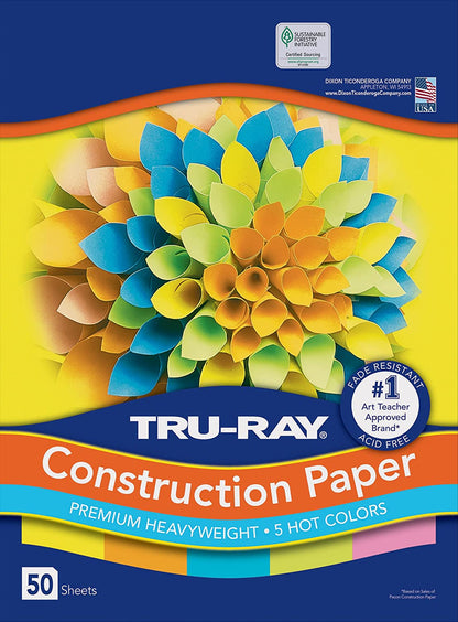 Construction Paper P103031, 10 Classic Colors, 9" X 12", 50 Sheets