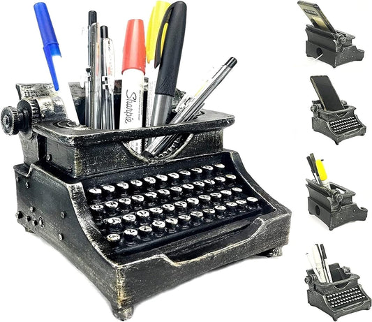 Typewriter Pencil Holder Pen Desk Organizer Cute Industrial Antiques Retro Shabby Chic Vintage Cup Ideal Gift Writer Creative Office Classroom Home Study Library 21413