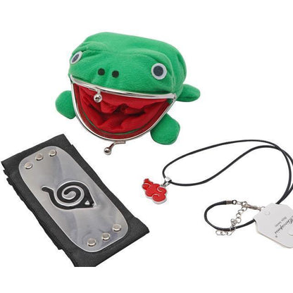 Naruto Akatsuki Green Frog Wallet with Hidden Leafe Village Headband and