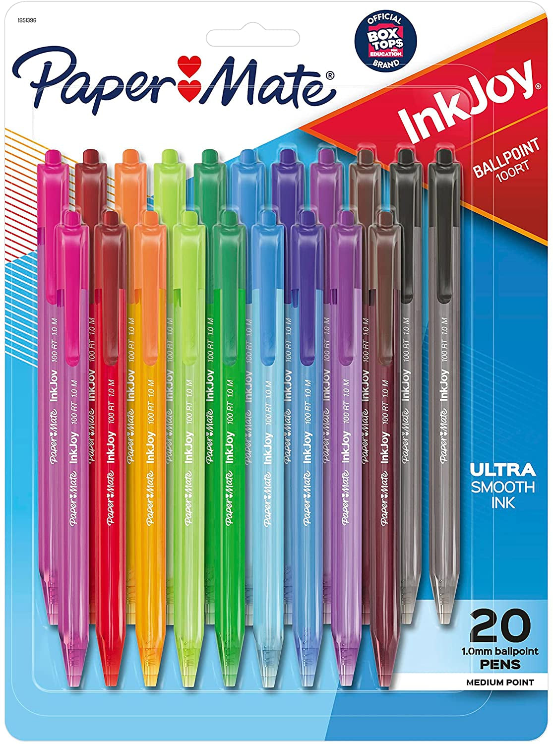 Inkjoy 100RT Retractable Ballpoint Pens, Medium Point (1.0Mm), Assorted, 20 Count