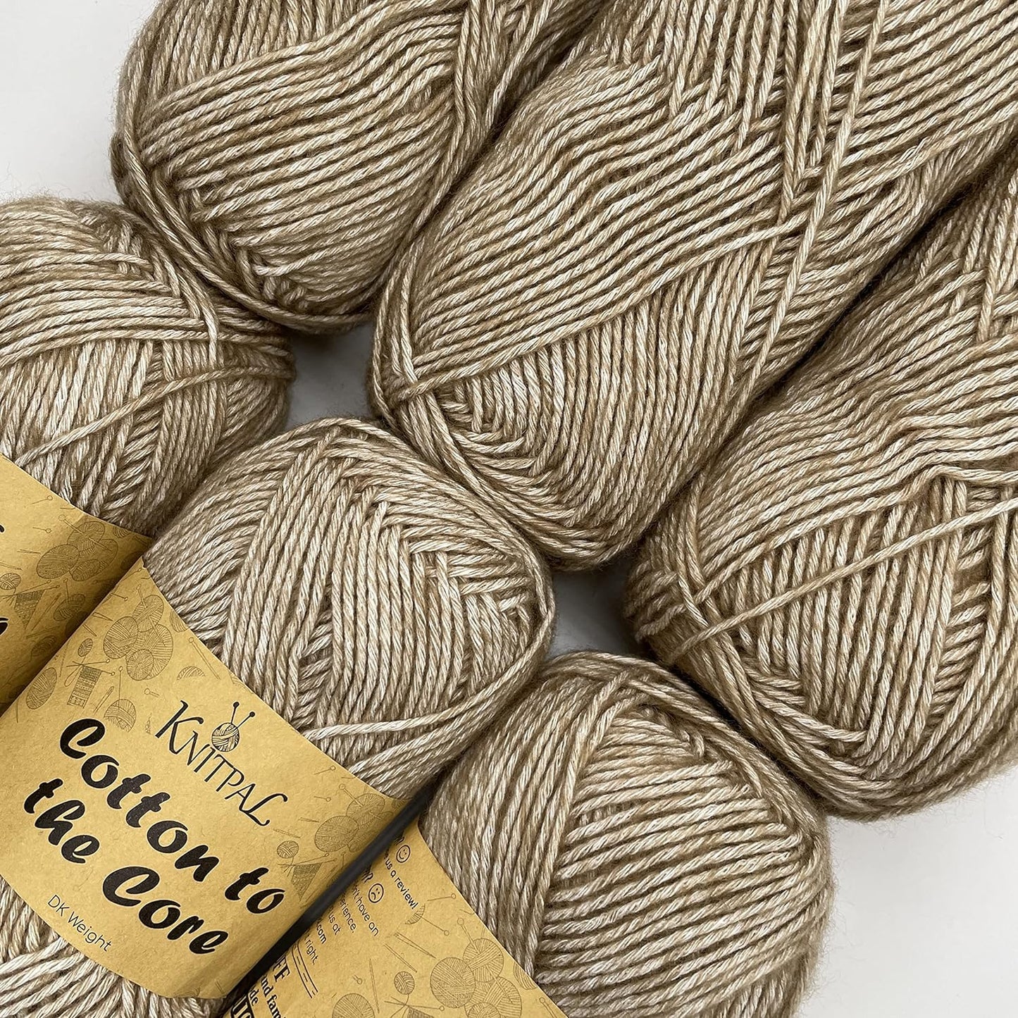 Cotton to the Core Soft Cotton Yarn for Crocheting, 78% Cotton and 22% Acrylic - Soft Baby Yarn for Crocheting - 3 DK Weight Cotton Yarn for Knitting - 6 Skeins, 852Yds/300G (Almond Tan)