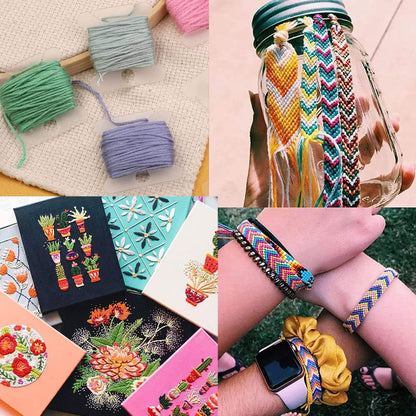660Pcs Friendship Bracelet String Kit with Storage Box, Embroidery Floss Kit Include 110 Colors Embroidery Thread, 500 Beads, 50 Cross Stitch Tools for Hand Embroidery Knitting Sewing Floss Bobbins