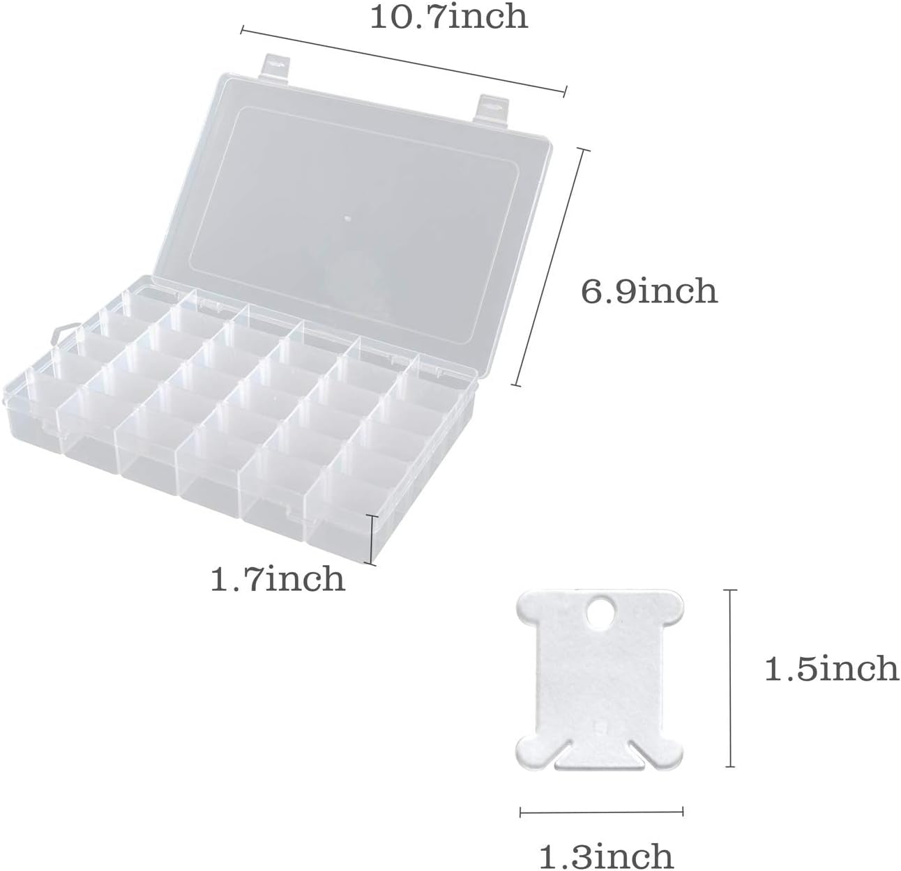 120 Pieces Plastic Floss Bobbins with 36 Grids Embroidery Floss Cross Stitch Organizer Box, White