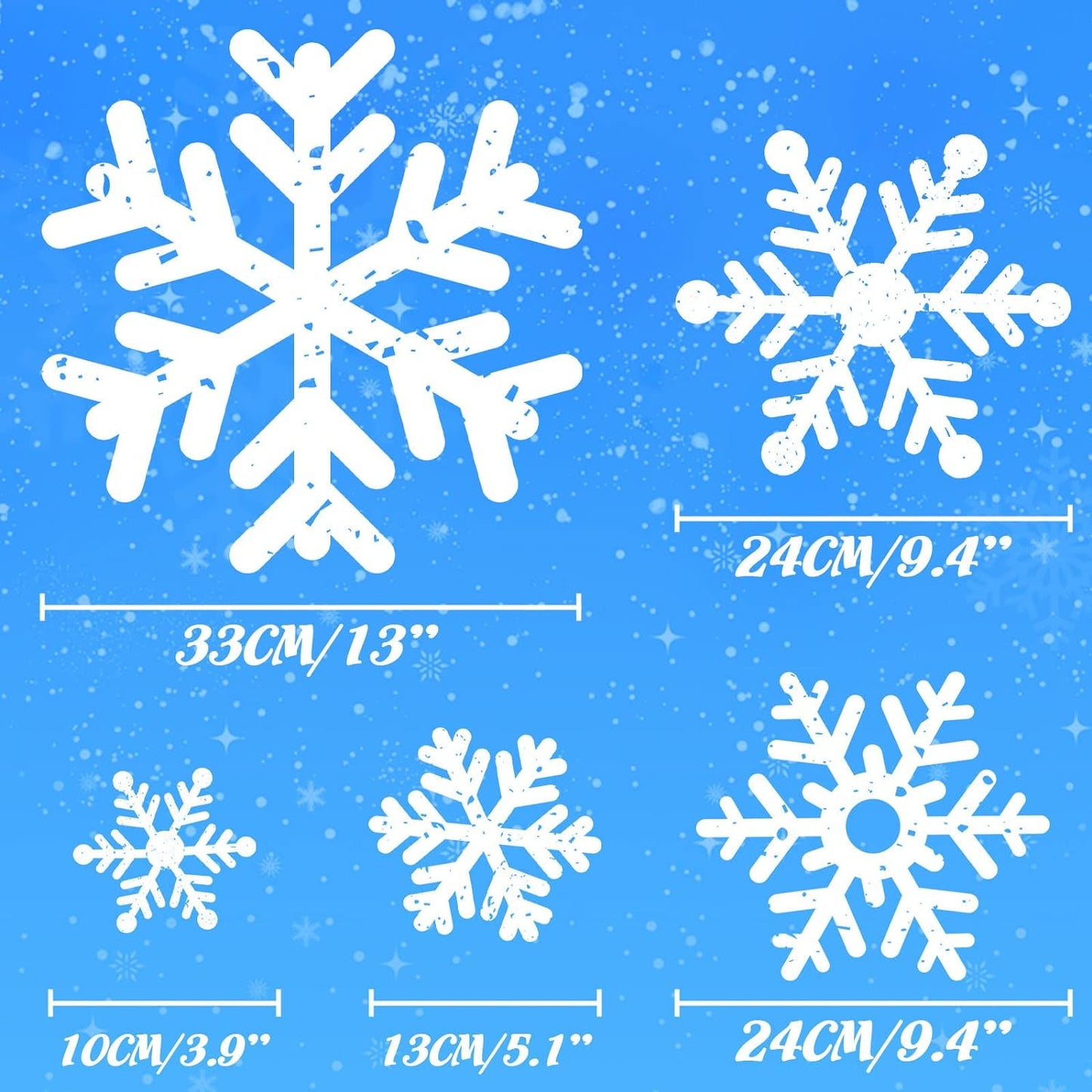 110 PCS Extra Large Snowflake Christmas Window Clings Decals for Glass Giant White Snowflake Window Decorations Xmas Snowflake Stickers Winter Wonderland Party Supplies Decor