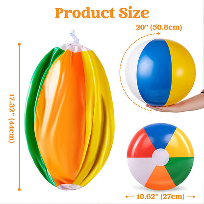 4-Pack 20" Beach Balls - Large Rainbow Beach Ball Inflatable Pool Toys for Party Supplies Decorations, Adults Kids Birthday Luau Summer Beach Water Games Beachball Party Favors