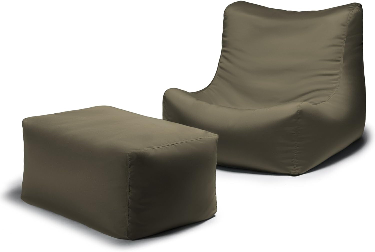 Ponce Outdoor Bean Bag Lounge Chair & Leon Ottoman, Pearl