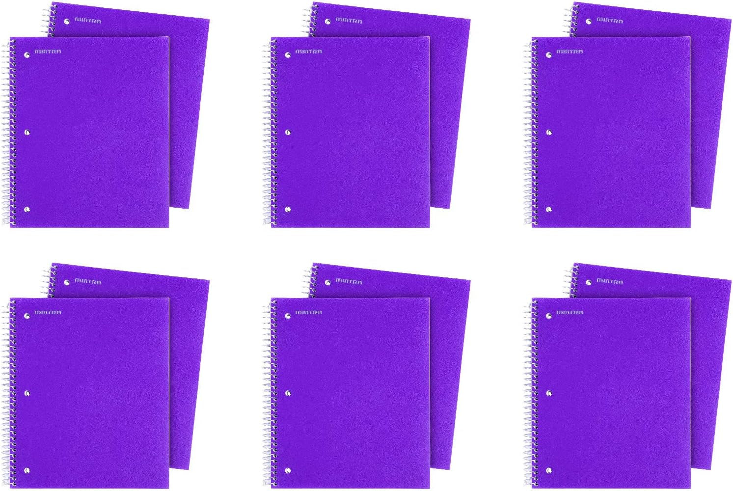 Office Durable Spiral Notebooks, 3 Subject (Ateal, Purple, White, College Ruled 3Pk)