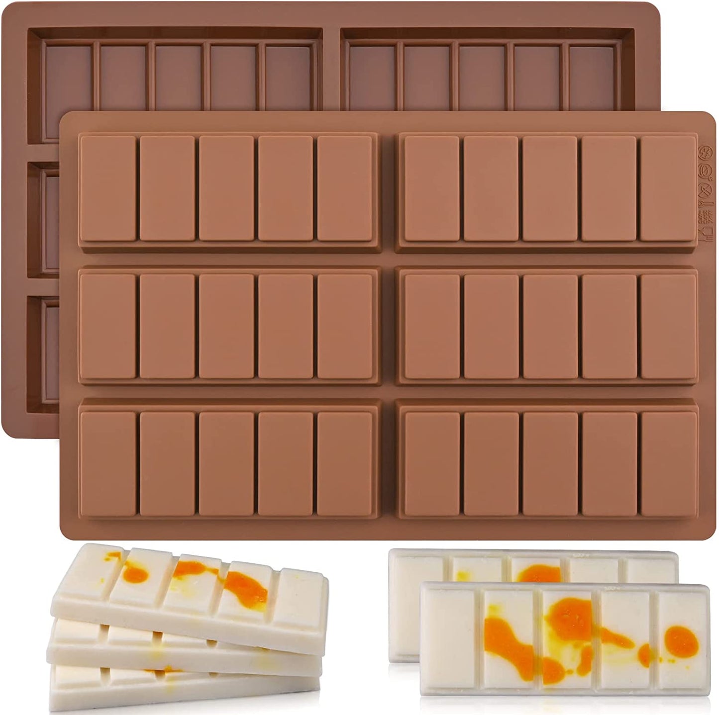 Wax Melt Molds Silicone,Rectangle Silicone Wax Melt Chocolate Bar Mold for Wickless Wax Melt Candles Chocolate Bakeware Molds