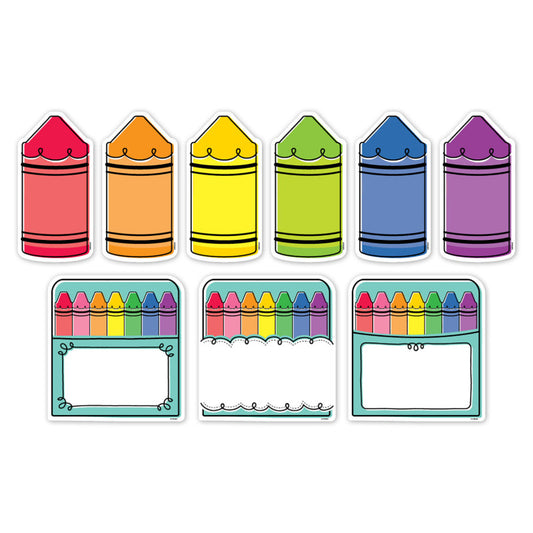 Core Decor Doodle Crayons 6" Designer Cut-Outs, Pack of 54