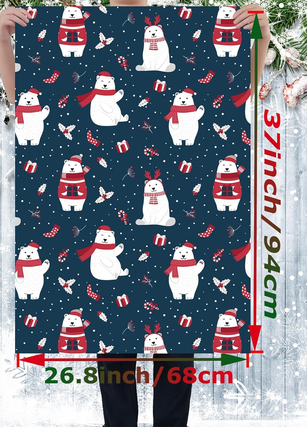 Christmas Wrapping Paper for Kids Boys Girls 6 Large Sheet Gift Wrapping Paper Xmas Holiday Gift Wrap Paper Christmas Decorations Pattern Dinosaur, Bear, Llama, Sloth Folded Flat 27 * 37Inch