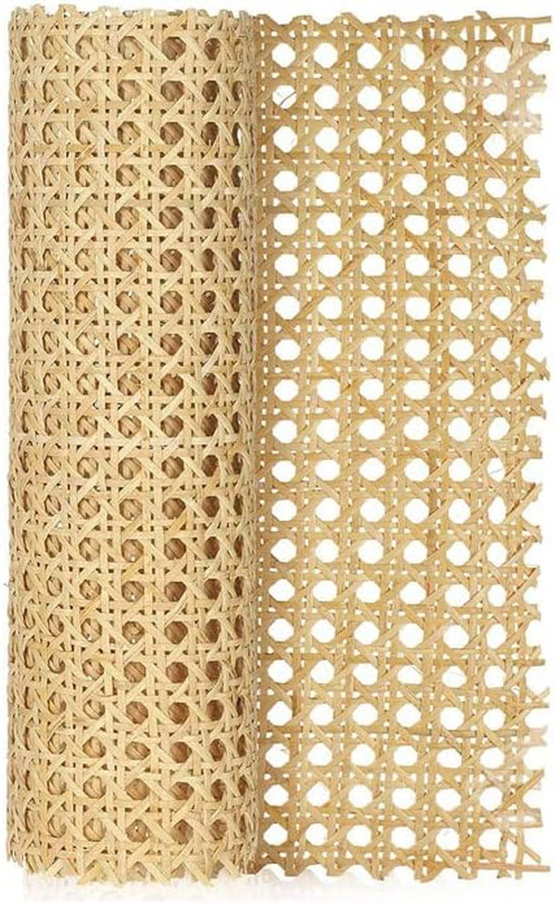 16" X5Ft Natural Rattan Cane Webbing, Woven Open Mesh Cane Net Roll for DIY Caning Furniture Decor Projects: Chair, Cabinet, Ceiling and Door(59X17 In)