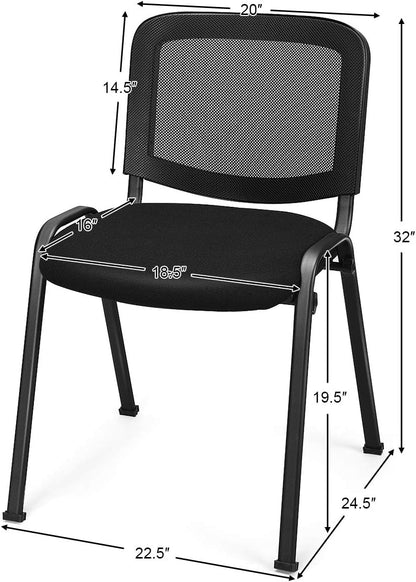 Set of 5 Conference Chair, Desk Chair No Wheels with Foot Pads, 5 Pack Executive Chairs, Lobby Chair, Reception Chairs for Home & Office, Meeting, Waiting Room, Stackable Guest Chairs, Black